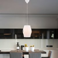 Pendelleuchte Deckenlampe Essbereich Hängeleuchte mit einem weißen Lampenschirm, Metall Kunststoff, 1x E27, DxH 30x150 cm, Wohnzimmer von ETC-SHOP