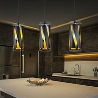 Pendelleuchte Esstischleuchte Hängelampe 3 flammig Wohnzimmerleuchte, Glas gestreift schwarz matt, 3x E27, LxH 68x150 cm Pendelleuchte Esstischleuchte Hängelampe 3 flammig Wohnzimmerleuchte, Glas gestreift schwarz matt, 3x E27, LxH 68x150 cm von ETC-SHOP