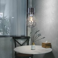 Etc-shop - Pendelleuchte Glühbirne Vintage Lampe Wohnzimmer Hängeleuchte Deko Glühbirne E14, Drahtgeflecht, Metall chrom, E14 Fassung, DxH 12x150 cm von ETC-SHOP