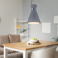 Pendelleuchte Hängelampe Esszimmer Hängeleuchte Pendellampe Beton Kegelleuchte, Metall Chromring grau, 1x E27 Fassung, DxH 20x177,5 cm von ETC-SHOP