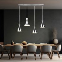 Pendelleuchte Hängelampe Esszimmerlampe Wohnzimmerleuchte, Metall nickel-matt, 4 Flammig E27 Höhenanpassbar, H 150 cm von ETC-SHOP