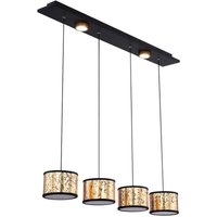 Pendelleuchte Hängelampe Glas Deckenleuchte Wohnzimmerlampe 6 flammig gold Kristall, Metall schwarz matt, 32 Watt 1850lm neutralweiß, l 75 cm Pendelleuchte Hängelampe Glas Deckenleuchte Wohnzimmerlampe 6 flammig gold Kristall, Metall schwarz matt, 32 Watt 1850lm neutralweiß, l 75 cm von ETC-SHOP