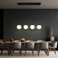 Pendelleuchte Hängelampe Pendellampe Wohnzimmerleuchte Esstischlampe, Metall schwarz Glas weiß, 4 Flammig E14 Höhe anpassbar, H 150 cm Pendelleuchte Hängelampe Pendellampe Wohnzimmerleuchte Esstischlampe, Metall schwarz Glas weiß, 4 Flammig E14 Höhe anpassbar, H 150 cm von ETC-SHOP