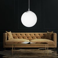 Pendelleuchte Hängeleuchte Lampe Pendellampe Esszimmerleuchte Wohnzimmerlampe, Metall Glas Nickel matt opal, 1x E27 Fassung, DxH 30x160cm von ETC-SHOP