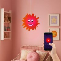Pendelleuchte Kinderzimmer Sonne Hängeleuchte Holz gelb, dimmbar Fernbedienung Smart, RGB LED 8,5W 806Lm 2700-6500K, DxH 38x110 cm von ETC-SHOP