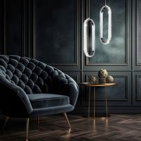 Pendelleuchte Kristall Hängelampe dimmbar led Esstisch Höhenverstellbar Kristalloptik, Metall Chrom, 1x led 12W 1100Lm 3000K, LxBxH 33,5x13x150cm, von ETC-SHOP