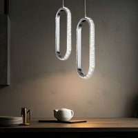 Pendelleuchte Kristall Hängelampe dimmbar LED Esstisch Höhenverstellbar Kristalloptik, Metall Chrom, 1x LED 12W 1100Lm 3000K, LxBxH 33,5x13x150cm, von ETC-SHOP