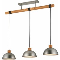 Pendelleuchte höhenverstellbar Esstisch Pendelleuchte Holz Vintage 3 Flammig Lampe Holzbalken Hängeleuchte, Metall, 3xE27, LxBxH 107x25x215 cm von ETC-SHOP