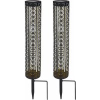 Solar Gartendeko Orientalische Solarlampen für Außen Outdoor Balkon Deko, Dekorstanzungen schwarz gold, Erdspieß, 1x led warmweiß, DxH 7x46 cm, 2er von ETC-SHOP