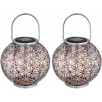 Solar Lampe Outdoor Solarleuchte orientalisch led Solar Laterne Außen, Lichteffekt Lebensblume, 1x led warmweiß, DxH 20x29 cm, Terrasse Garten, 2er von ETC-SHOP