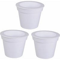 Solar led Blumenkübel Blumentopf Blumentopf leuchtend Solar Blumentopf Beleuchtung, weiß satiniert, Akku led neutralweiß, h 19 cm, 3er Set von ETC-SHOP