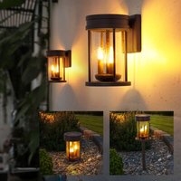 Solarfackeln für Außen flackernd Tischlaterne Solar für draußen Solar Wandleuchte Garten, 3 in 1 Laterne mit tanzender Flamme, 1x led warmweiß, 12 von ETC-SHOP