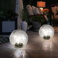 Etc-shop - Solarlampe Kugelleuchte Gartenlampe, led Lichterkette, 10-flammig, Terrassenlampe, Außenleuchte, Crackle Glas, 10x led, DxH 15x15 cm, 2er von ETC-SHOP
