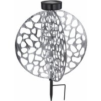 Solarlampe für Außen Deko led Solarleuchte Gartenleuchte Deko Garten silber, Lichteffekt mit Erdspieß, 1x led 3000K, LxH 30x41 cm von ETC-SHOP