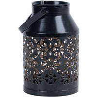 Solarlampen für Außen Balkon Deko Muster Gartendeko Metall Solarlaterne hängend Pflanzgefäß, schwarz, led, DxH 10x16 cm von ETC-SHOP