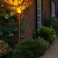 Solarlampen für außen Garten Steckleuchte IP44 Akku Solarleuchten Garten, Rotierend, Metall rostfarben Glas amber crackle, 1x led 3000K, DxH 14,5x90cm Solarlampen für außen Garten Steckleuchte IP44 Akku Solarleuchten Garten, Rotierend, Metall rostfarben Glas amber crackle, 1x led 3000K, DxH 14,5x90cm von ETC-SHOP