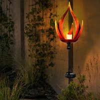 Solarleuchte Solarlampe Außenleuchte Gartenleuchte Außenlampe Eingangsbereich, IP44 Spritzwasserfest Metall Flammenoptik schwarz, 1x led warmweiß, von ETC-SHOP