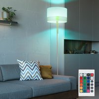 Etc-shop - Steh Lampe Wohnraum Stand Stoff Leuchte Holz Decken Fluter dimmer im Set inkl rgb led Leuchtmittel von ETC-SHOP