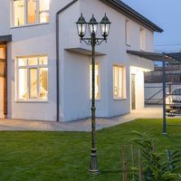 Etc-shop - Stehlampe Kandelaber Gartenlaterne Laterne Außenlampe Aluminium Glas Standlampe, Aluminium bronzefarben, 3x E27 Fassung, LxBxH 58x55x220 cm von ETC-SHOP