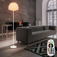 Stehlampe Modern Stehleuchte Fernbedienung dimmbar weiß Stehlampe Wohnzimmer, Fußschalter, Farbwechsel, Metall weiß, 1x RGB LED 9W 806Lm, DxH 37x160 von ETC-SHOP