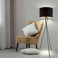 Stehleuchte 3-Bein Stativleuchte Textil schwarz Stehlampe Wohnzimmer, mit Schalter Metallgestell, 1x E27, DxH 54 x 160 cm von ETC-SHOP