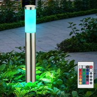 Stehleuchte Gartenlampe led Außenleuchte Säulenleuchte Fernbedienung Farbwechsel Garten, IP44 Edelstahl silber opal, 1x rgb led 3,5W, DxH 12,7x110 cm von ETC-SHOP