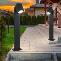 Stehleuchte Strahler schwenkbar Aussen Außen Wegeleuchte Garten Außenleuchte stehend schwarz , Aluminium, 1x GU10, HxBxT 80x10,5x11,75 cm, 2er set von ETC-SHOP
