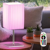 Etc-shop - Tisch Lampe weiß dimmbar Fernbedienung Textil Lese Leuchte Chrom im Set inkl rgb led Leuchtmittel von ETC-SHOP