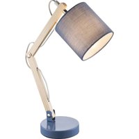 Tisch Leuchte Holz Gelenk Wohn Zimmer Beleuchtung Lese Beistell Lampe blau von ETC-SHOP