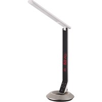 Tischleuchte Tischlampe LED Büroleuchte Arbeitslampe Schlafzimmerleuchte Silber ALU Uhr Touchdimmer H 75 cm von ETC-SHOP