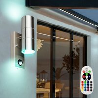 Wand Lampe Fernbedienung Außen Sensor up down Strahler dimmbar im Set inkl. rgb led Leuchtmittel von ETC-SHOP