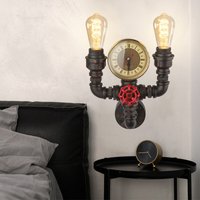 Wand Leuchte schwarz Quartz Uhr Wasser Rohr Wohn Zimmer Flur Lampe gold im Set inkl LED Leuchtmittel Wand Leuchte schwarz Quartz Uhr Wasser Rohr Wohn Zimmer Flur Lampe gold im Set inkl LED Leuchtmittel von ETC-SHOP