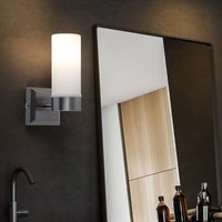 Wandleuchte Glas IP44 Badezimmerleuchte Opalglas Wandlampe Badezimmer, Metall nickel-matt, 1x E14 Fassung, HxT 18,5x11,5 cm von ETC-SHOP