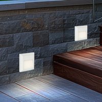 Wandlampe Außenleuchte Treppenlampe led Stufenleuchte weiß Terrassenlampe, Kunststoff, 2W 60lm warmweiß, BxH 12,4x12,4 cm, 2er Set von ETC-SHOP