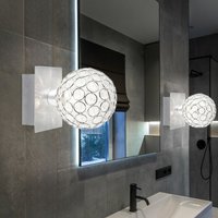 Wandlampe Wandleuchte Kristalle klar Flurspot Wohnzimmerlampe Schlafzimmerleuchte, Aluminium, Acryl klar, 1x G9, LxH 15 x 11 cm, 2er Set von ETC-SHOP