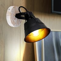 Etc-shop - Wandlampe schwarz Retro Spotleuchte Schlafzimmerlampe Holz Wandleuchte verstellbar, 1x E27, BxH 14x18 cm von ETC-SHOP