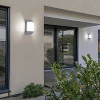 Wandleuchte Aussen Wandlampe Garten Terrassenleuchte Außen, Aluguss silber, 1x led 7W 550Lm, LxAxH 16x22x10 cm, 2er Set von ETC-SHOP