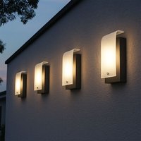 Wandleuchte Außenlampe Fassadenleuchte Stahl verzinkt led Gartenlampe, Glas strukturiert satiniert, 3,7 w 320 lm warmweiß, 4er Set von ETC-SHOP