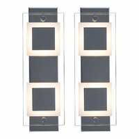 Wandleuchte Badezimmer Badezimmerlampe Wand Wandlampe Glas Chrom, IP44, 2x led 4,5W 400Lm warmweiß, LxBxH 30x10x5 cm, 2er Set von ETC-SHOP