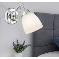 Wandleuchte Chrom Wandlampe Glasschirm Treppenhausleuchte Spotlampe, 1x E27 Fassung, BxHxT 11x19x24 cm von ETC-SHOP