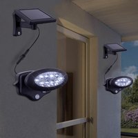 Wandleuchte mit Bewegungsmelder Außen Solarleuchte led Fassadenleuchte, anthrazit, BxH 17 x 11,3 cm, 2er Set von ETC-SHOP