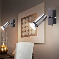 Etc-shop - Wandstrahler schwenkbar Wandlampe Schlafzimmer Wandleuchte Wohnzimmer, Metall silber schwarz, 1x GU10, BxH 10 x 9 cm, 2er Set von ETC-SHOP