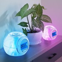 Etc-shop - Wecker digital led Display mit Datum Temperatur rgb Farbwechsel mit 6 Naturtönen, Kunststoff klar, h 8,5 cm, 2er Set von ETC-SHOP