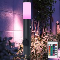 Wegleuchte Außen mit Bewegungsmelder 2x Steckdose Sockelleuchte Gartenleuchte dimmbar mit Fernbedienung, Edelstahl Anthrazit, RGB LED 8,5W 806lm Wegleuchte Außen mit Bewegungsmelder 2x Steckdose Sockelleuchte Gartenleuchte dimmbar mit Fernbedienung, Edelstahl Anthrazit, RGB LED 8,5W 806lm von ETC-SHOP
