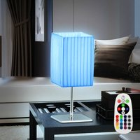 Wohn Ess Zimmer Tisch Lampe weiß dimmbar Fernbedienung Textil Lese Leuchte Chrom im Set inkl rgb led Leuchtmittel von ETC-SHOP