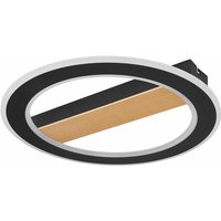 Etc-shop - Wohnzimmerlampe Deckenleuchte led Holz Ring Deckenleuchte schwarz Deckenlampe Schlafzimmer, Metall ,1x led 30W 1781Lm 3000K+6500K, DxH von ETC-SHOP