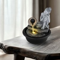 Etc-shop - Zimmerbrunnen Buddha Wasserfall Springbrunnen Deko LED-Licht h 19 cm Grau Etc-shop - Zimmerbrunnen Buddha Wasserfall Springbrunnen Deko LED-Licht h 19 cm Grau von ETC-SHOP