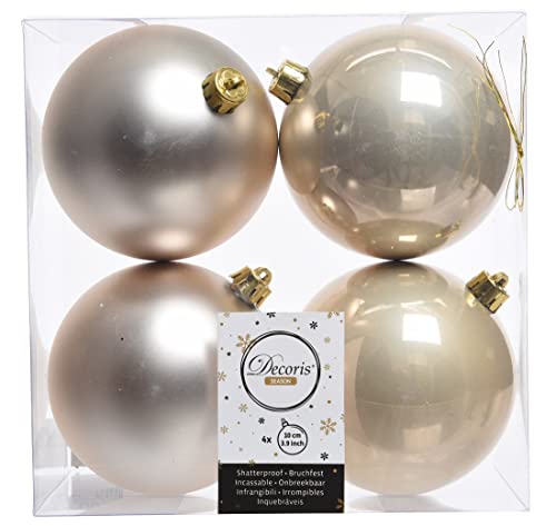 4er Set Kugelmix 10 cm PVC Weihnachtskugeln Baumschmuck bruchfester Christbaumschmuck (Perle) von ETC