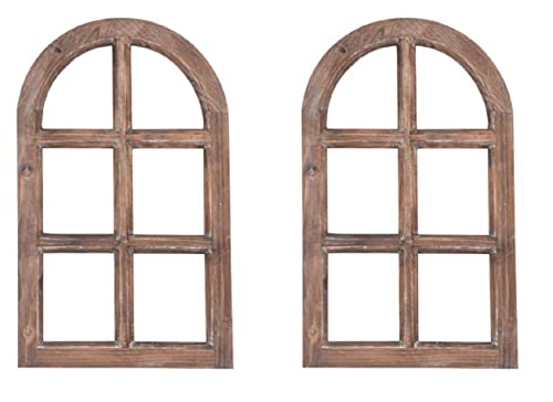 Deko-Fensterrahmen Nostalgie Holz Deko Fenster Wandrahmen braun gewischt shabby ca. 29,5 x 2 x 49 cm hoch als 2-er oder 4-er Set (2) von ETC