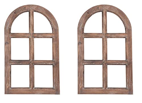 ETC Deko-Fensterrahmen Nostalgie Holz Deko Fenster Wandrahmen braun gewischt shabby ca. 29,5 x 2 x 49 cm hoch als 2-er oder 4-er Set (2) von ETC